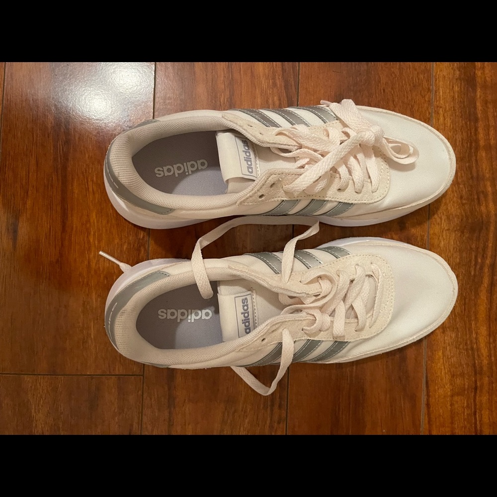 New Adidas White & Grey Sneakers. Women’s Size 9.
